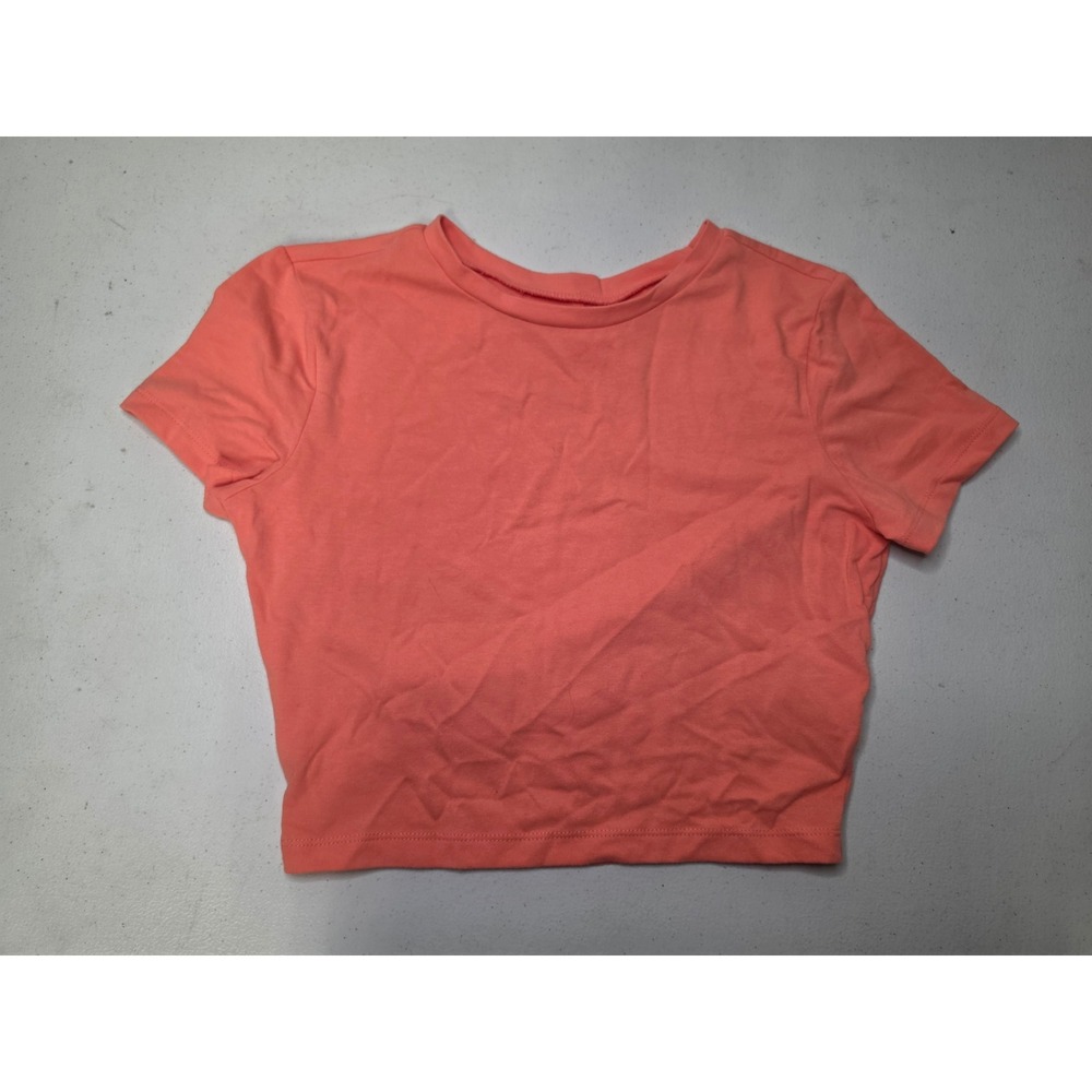 Wild Fable Women Medium Coral Pink Short Sleeve Cropped Baby Tee T-Shirt
